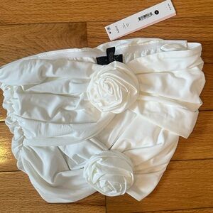 Floral rose cutout white crop top